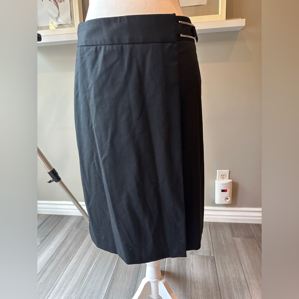 Sisley Black Midi Pencil Skirt with Wrap Style